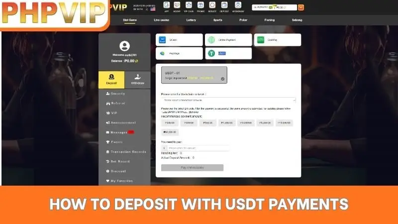 How to deposit with USDT payments