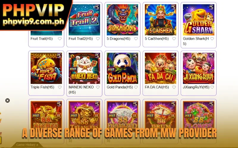 A diverse range of games from MW provider