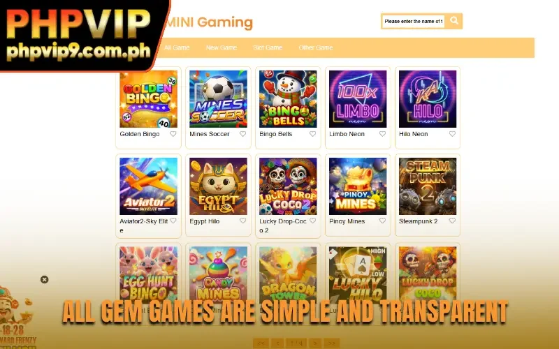 All GEM games are simple and transparent