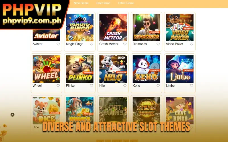Diverse and attractive slot themes