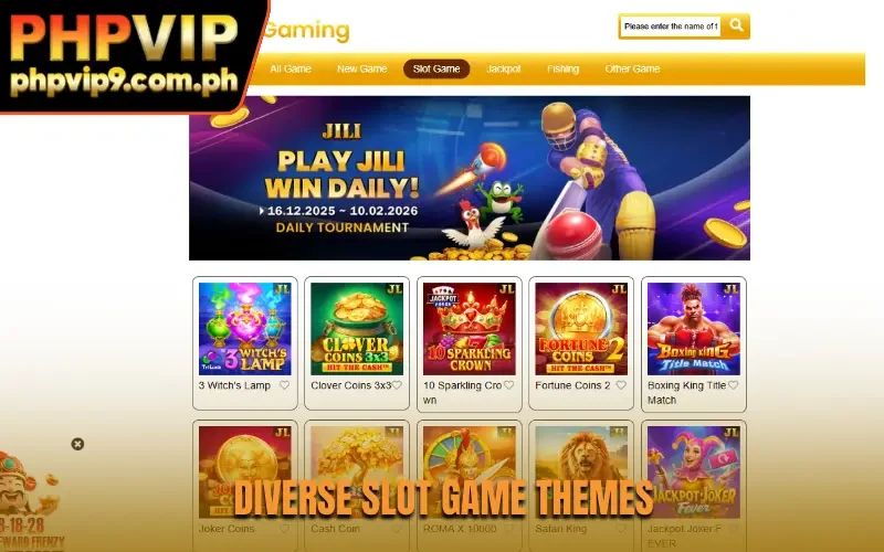Diverse slot game themes