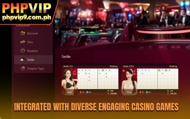 Integrated with diverse engaging casino games