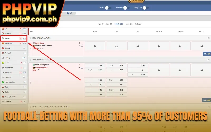 Football betting with more than 95% of customers
