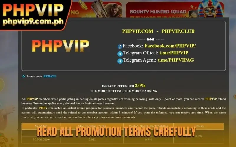 Read all promotion terms carefully