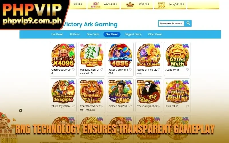 RNG technology ensures transparent gameplay