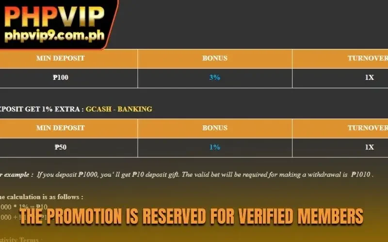 The promotion is reserved for verified members