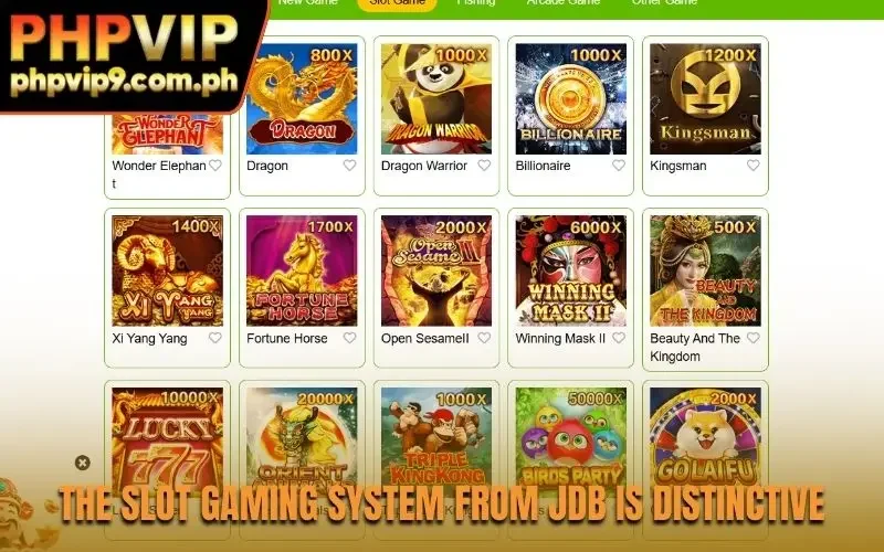 The slot gaming system from JDB is distinctive