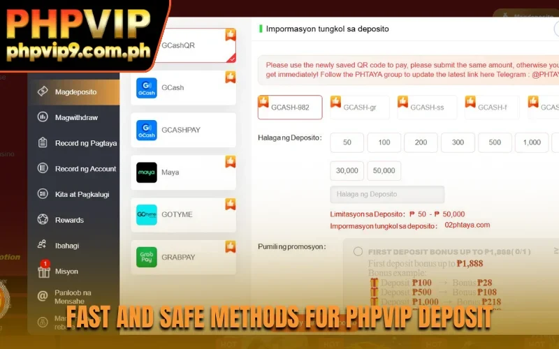 Fast and safe methods for PHPVIP deposit